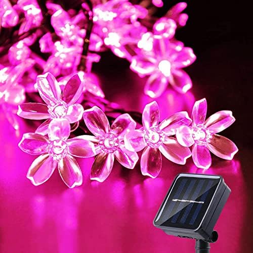 ITICdecor Solar String Flower Lights Outdoor Waterproof 50 LED Fairy Light Decorations for Garden Fence Patio Yard Christmas Tree, Lawn, Patio, Party Decoration Pink
