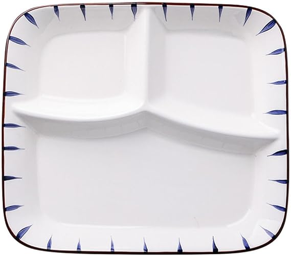 Porcelain Divided Plate, Square Portion Control Plates for Adults Ceramic, Healthy Eating Section Plate for Dessert Salad Steak Sushi Spaghetti