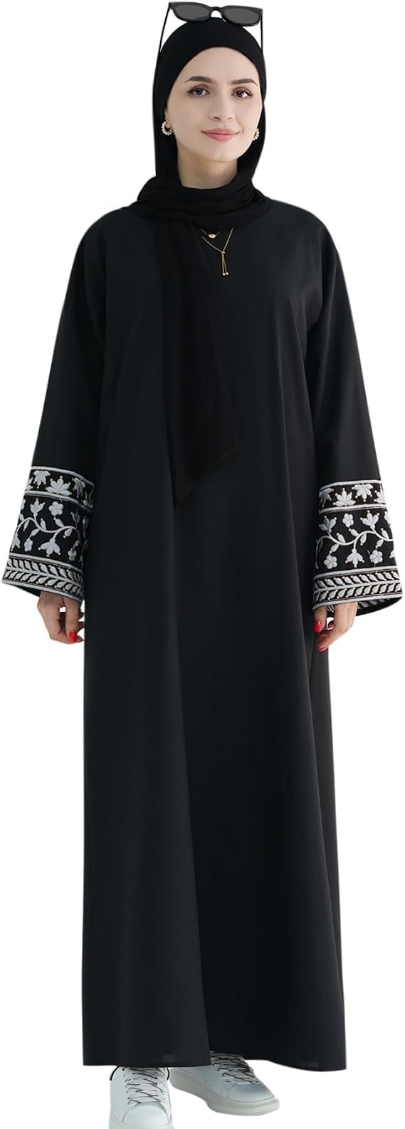 khalat Muslim Abaya Dress Women 1PC Islamic Prayer Robe Flower Embroidery Lightweight Kaftan Maxi Dress