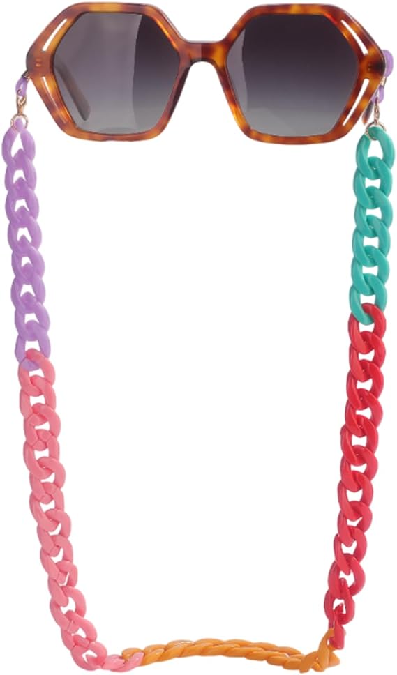 Acrylic Glasses Chain for Women, Rainbow Sunglasses Chain Reading Glasses Strap, Eyewear Holder Retainer