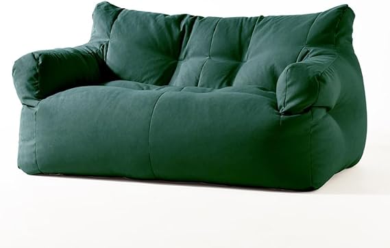 SXBCyan Bean Bag Chair Double Sofa Lazy Sofa Leisure Bedroom Living Room Living Balcony Modern Simple(No Fillers)(Color:Dark Green)
