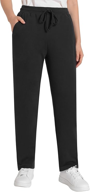 Weintee Women's Drawstring Cotton Knit Pants with Pockets
