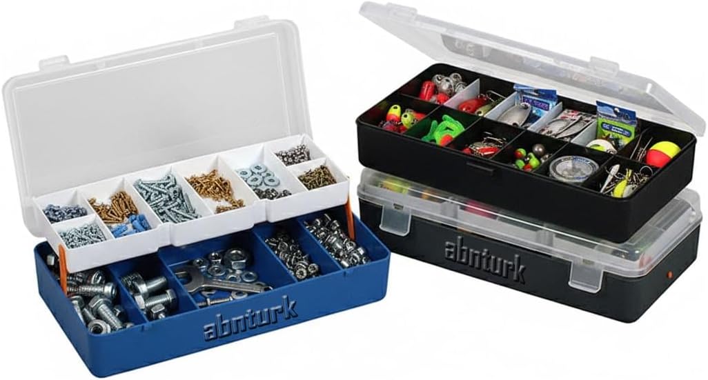 13 Bölmeli Çift Katlı Organizer Boncuk-Vida Çantası Plastik Kutu 22X11X5 Balıkçı Olta Malzeme Kutusu, abn202605149