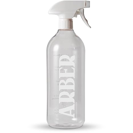 32 oz Spray Bottle for Plants - Misting Refillable Trigger Sprayer | ARBER's Translucent refillable trigger sprayer with fine mist to stream settings; leakproof heavy-duty plastic for gardening