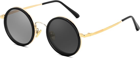 FEISEDY Adjustable Polarized Round Sunglasses B0379 | UV400 protection, Foldable memory titanium frame, 1-9 Gear Manual Dimming, Ideal for Smaller faces, 50% recycled materials