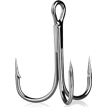 9KM DWLIFE Treble Fishing Hooks 20PCS High Carbon Steel Strong Sharp Sea Fishing Treble Hooks for Pike Perch Trout Saltwater Freshwater Connecting Hard Bait