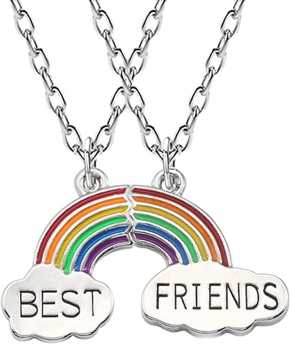 ShiQiao Spl Best Friend Friendship Gifts for Girls Birthday Gifts for Women Bestie Christmas Gifts for BFF Necklace for 2 Girls Rainbow Necklace