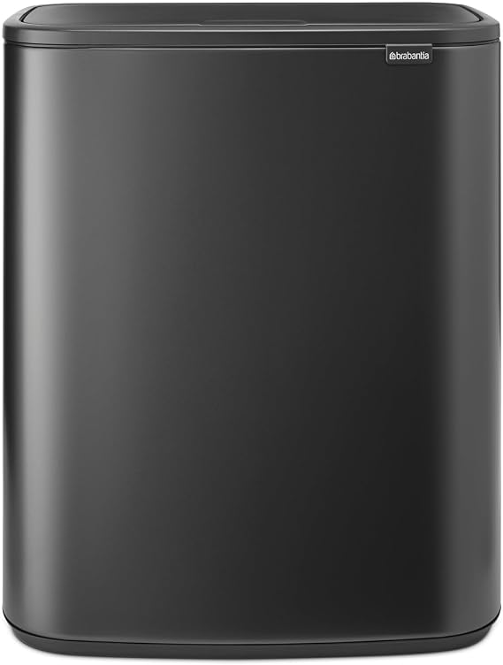 Brabantia Bo Touch Kitchen Bin 60L | XXL Soft-Touch Rubbish Bin with Inner Bucket | Space-Saving Flat Back Bin for Kitchen | Stylish Waste Solution | Confident Grey