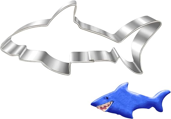 LUBTOSMN Large White Shark Cookie Cutter-5.1 Inches-Cookie Cutters Molds for Shark Themed Birthday Pool Party Supplies
