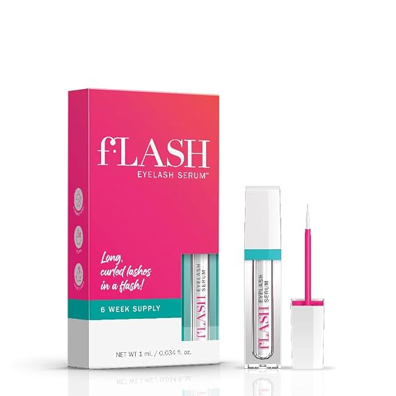 fLASH Eyelash Serum Mini for Long-Looking Natural Lashes - Enhances & Strengthens, Safe & Effective Formula for Contact Wearers & Sensitive Eyes, Travel Size, 6 Week Starter Supply - 1mL (0.034 Fl Oz)