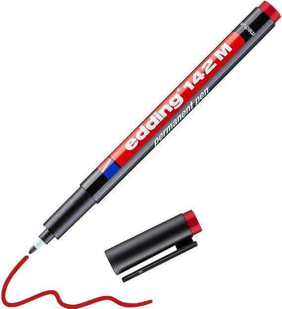 edding 142 M permanent kalem - asetat kalemi - kırmızı - 1 kalem - yuvarlak uç 1 mm