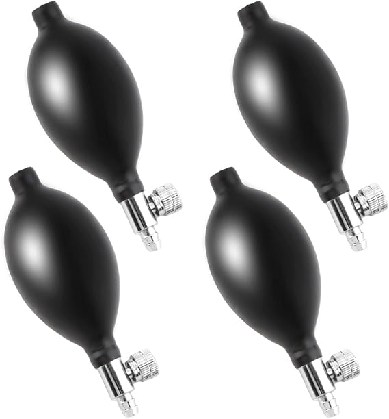 4 Pcs Blood Pressure Latex Bulb Replacement Inflation Bulb Pump Hand Squeeze Sphygmomanometer Bulb With Air Release Valve Perdurable Air Wedg Metal Air Release Valve, General Accessories, Black