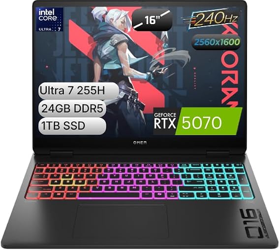 HP Omen | NVIDIA® GeForce RTX™ 5070 8 GB | Intel® Core Ultra 7 255H | 16 inç 60-240 Hz 3 ms IPS Ekran | 24 GB DDR5 RAM | 1 TB PCIe® Gen4 NVMe™ M.2 SSD | FreeDos | Gaming Laptop | CJ8T8EA