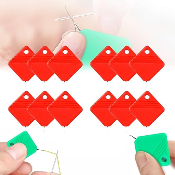 Automatic Needle Threader Sewing Machine Needle Threader DIY Needle Threader for Sewing Projects Fits All Needle Sizes (Red 12PC)