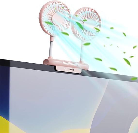 Desktop Fan with 2 Rotatable Heads, 3 Speeds, Sturdy Clamp, USB Powered Cooling Fan for Office Desk & Laptop