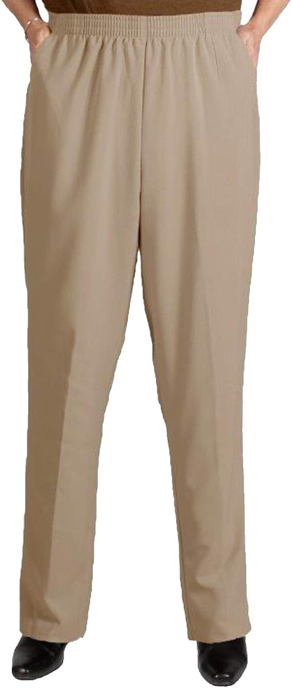 Viviana Women's Plus Size Elastic Waist Pull-On Shaped Fit Dress Pants with Pockets