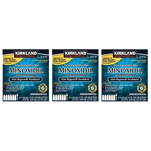 Kirkland Minoxidil 5 percentage Extra Strength Hair Loss Regrowth Treatment Men, 3 Pack 6 Months Supply
