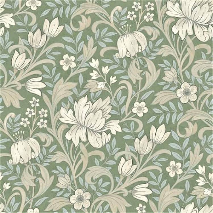 Grandeco Marian Floral Wallpaper Sage A67102