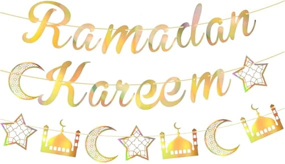 Ramadan Banner Eid Mubarak Decoration, Ramadan Hanging Banners Decor, Eid Mubarak Party Favor Hanging Bunting Supplies for Home Party