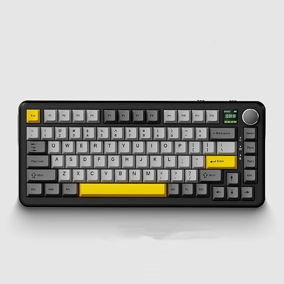 AK820 MAX Mechanical Gaming Magnetic Switch Keyboard with Knob, Wired RGB PBT Keycap Hot Swappable Keyboard, 81 Keys, Night Greytri-Mode