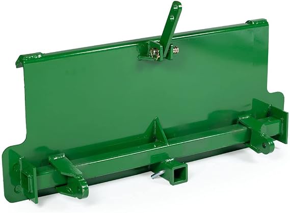 Titan Attachments 3 Point Attachment Adapter Fits John Deere Quick Tach Hook and Pin Connection, Connects 3 Point Attachment to Cat 1 Implements, Green Finish, 2" Receiver Hitch