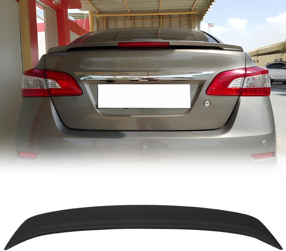 Trunk Spoiler Compatible with 2013-2019 Nissan Sentra Sedan, ABS Matte Black Rear Trunk Tail Lid Racing Spoiler Wing WBrake Light