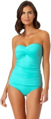 Anne Cole Live in Color Reef Green Twist Front Bandeaukini Swim Top