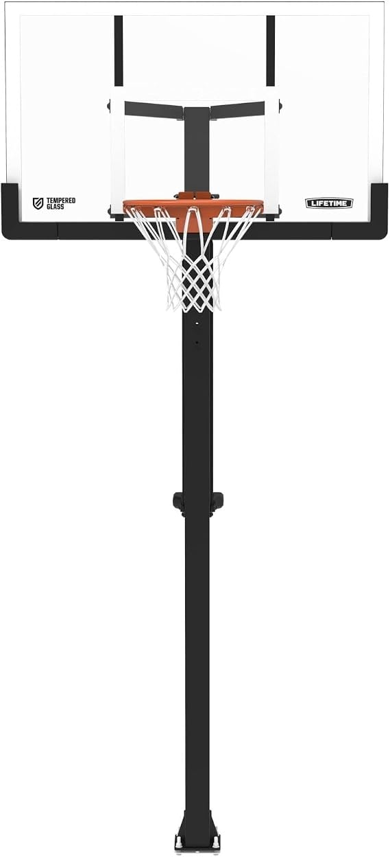 Lifetime 54" Mammoth Deluxe In-Ground Basketball Hoop, Mammoth Lift Adjustable Height, Tempered Glass Backboard Bolt Down System