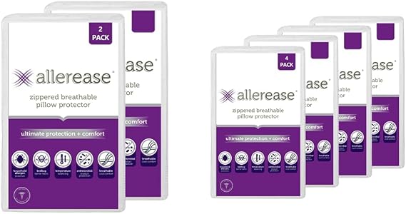AllerEase Ultimate Pillow Protector, King 2 Pack & AllerEase Ultimate Pillow Protector - Standard/Queen, 4 Pack