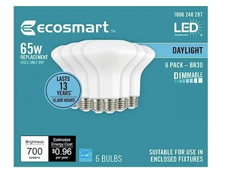 EcoSmart 65-Watt Equivalent BR30 Dimmable LED Flood Light Bulb Daylight (6-Pack) A20BR3065WESD56