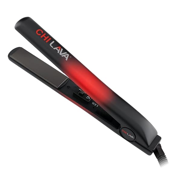 CHI Lava Ceramic 1 Flat Iron Hair Straightener, Volcanic Lava Ceramic Plates for Smooth, Even Styling, 11 ft Swivel Cord, Heat-Stable Hair Flat Iron for All Types