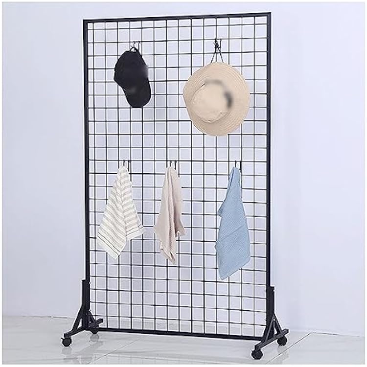 Gridwall Panels & Units, Movable Floor Standing Retail Display Gridwall Mesh Storage Units, Retail Shopfitting Shop Market Display Racks, Partition Screen Color : Black, Size : 47x100CM
