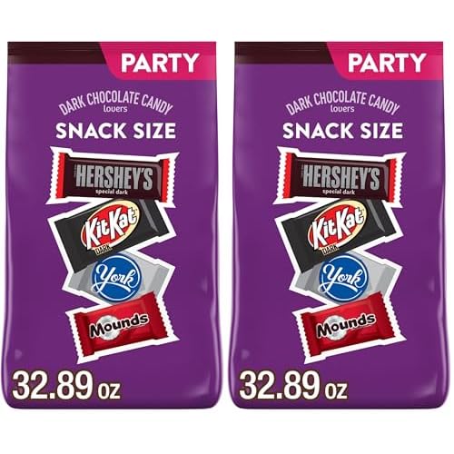 Hershey Assorted Dark Chocolate Flavored Snack Size, Candy Party Pack, 32.89 oz Pack of 2