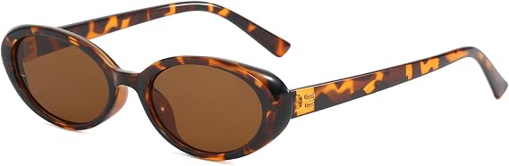 LJCZKA Retro Oval Sunglasses Women Men Fashion Shades UV400 Protection | Vintage Small Oval Frame Classic 90s Style Unisex