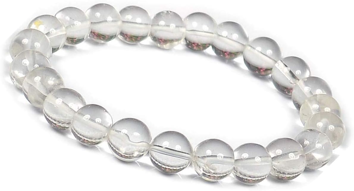 Reiki Crystal Products Clear Quartz Bracelet 12 mm Round Bead Reiki Healing Crystal Bracelet for Unisex (Color : White)