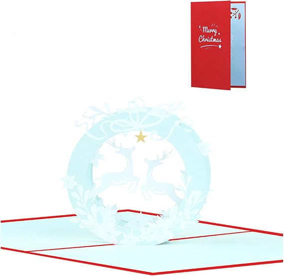 Assorted Christmas Cards Festival Flying Deer Card Handmade Popup Greetings Card For Season Colorful Cards