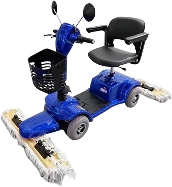 Electric Push Sweeper Driving Electric Dust Cart, Commercial Floor, Property Factory Workshop, Cleaning Vehicle, Floor Behind Outdoor (Blue)