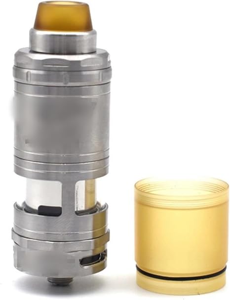 VG V6s Style 23 mm RTA Evaporator - Silver 5.5 ml 316 Stainless Steel PEI Tank Single Coil Topfill (No Childproof Closure) Adjustable Bottom Airflow Liquid Control by Shen Ray