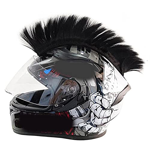 Helmets Mohawk Wig, Self-Adhesive Mohawk Motorcycle Helmets, Mohawk Synthetic Wigs for Bicycle Ski Snowboard Helmets, Reusable Design