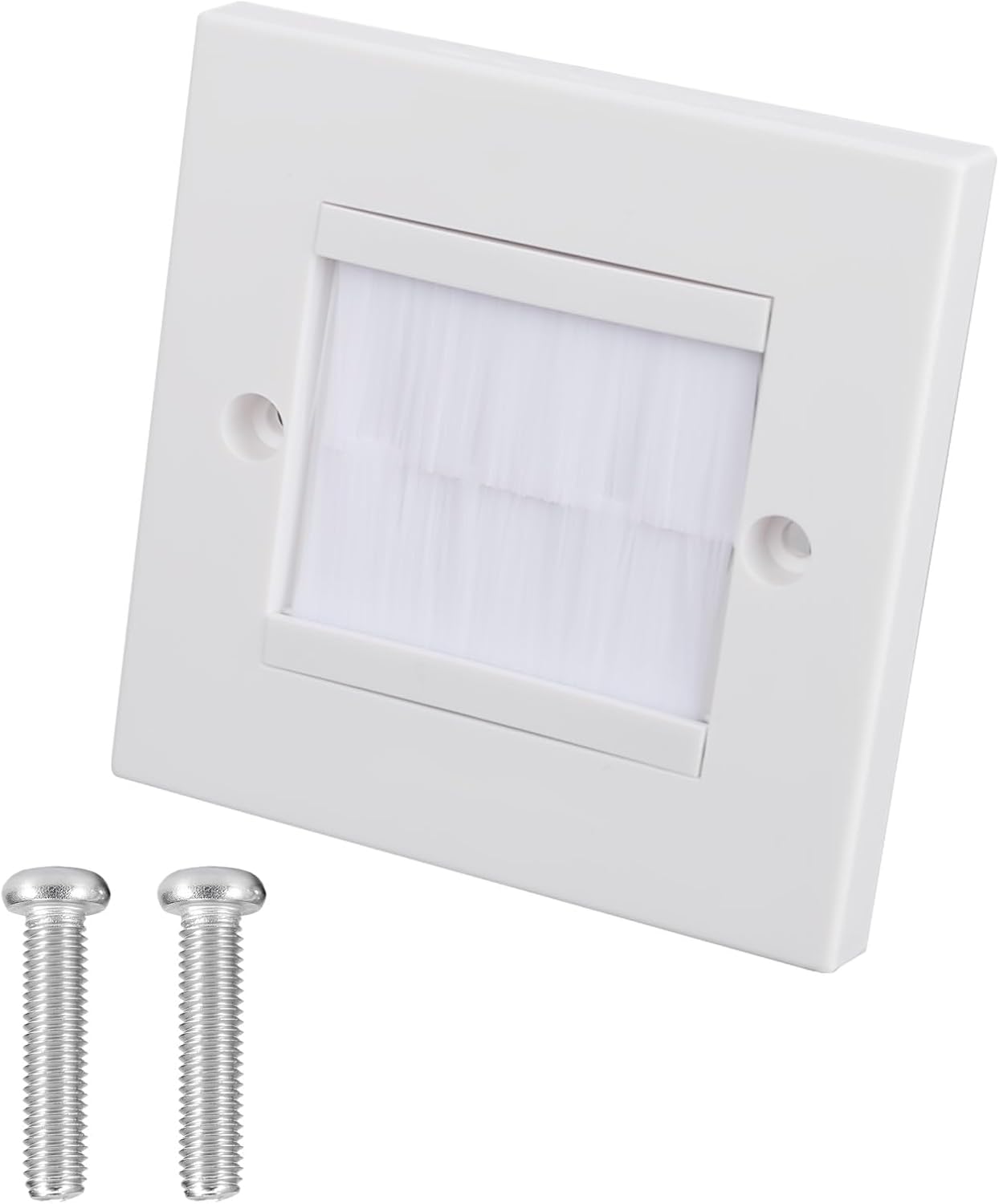 Trunking Brush Socket Single Gang White Cable Brush Wall Plate Faceplate for Wall-Mounted Face Plate Cable Pass Through Insert Wires Cables Entry Hole Cover Wall Mount Panel
