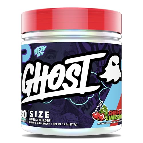 GHOST Size Muscle Builder Dietary Supplement - Cherry Limeade, 30 Servings Support Muscle Growth & Strength Building for Men & Women - Creatine & Betaine - Free of Sugar & Gluten