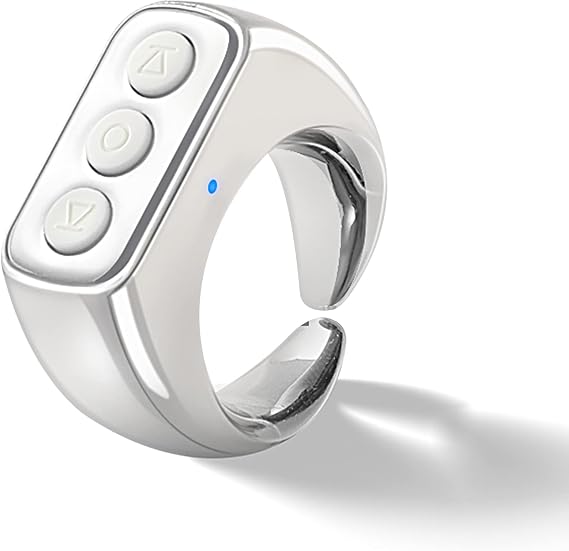 CKG Tiktok Scrolling Ring, Tiktok Remote Control for Android and iPone, Bluetooth Remote Clicker Control, Minimalist Style and Smart Make Life Easier - Metallic Silver