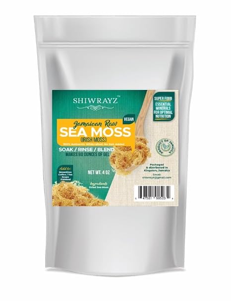 Jamaican Sea Moss Irish Moss Wildcrafted 100% Natural Makes 50+ oz of Sea Moss Gel. 4oz