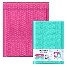 Metronic 100 Pack 4x8" Teal +40 Pack 8.5x12" Pink Padded Envelopes,Waterproof Thick Padded Envelopes Strong Adhesive for Shipping, Mailing, Packaging