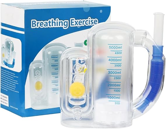 Breathing Exercise Device for Lung One Ball Incentive Spirometer Breathing Trainer for Strong Lung 5000ML Inhale Volume Measurement Incentive Spirometer Breath Measurement System with Handle