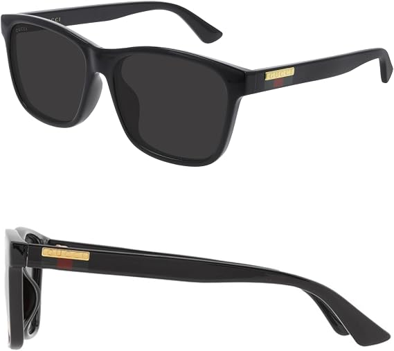 Gucci GG0746SA Lettering Logo Rectangular -Shaped Non-Polarized Sunglasses for Men Includes Luxury Eyewear Kit Black Frame with Gray Lens