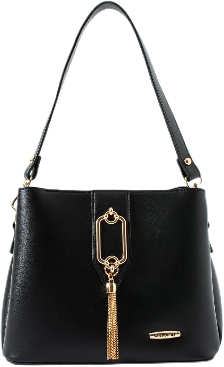 Gold Detailed 3 Compartment Shoulder And Cross Bag