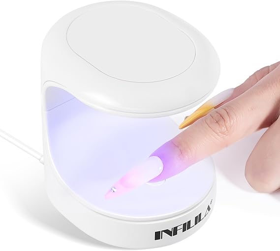 NXJ INFILILA Mini UV Light for Gel Nails, Quick-Dry Mini Nail Lamp 16W, Portable UV Light for Easy and Fast Nails Extension, 180 Opening Design USB Nail Dryer Curing All Gels for Single Finger