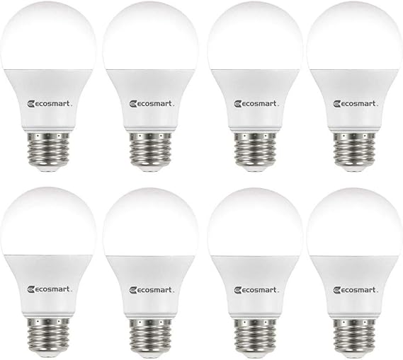 (8-Pack) EcoSmart LED Dimmable 100-Watt Daylight Light Bulb, A19, 1680-Lumen, 5000K, E26 Base