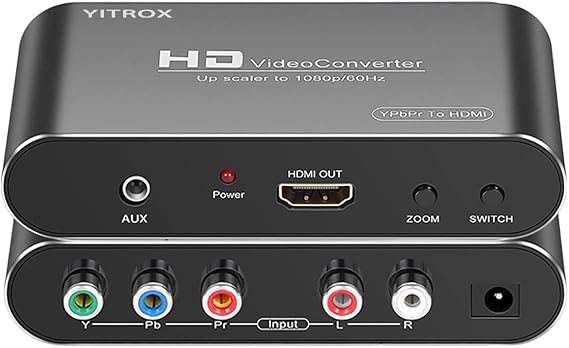 Component to HDMI Converter Upscaler Scaler, YPbPr to HDMI Converter Support 1080P for Wii, PS2, PS3, Xbox 360, Blu ray Player, DVD and More